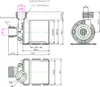 Technical drawing with dimensions of a pump. Podgląd zdjęcia produktu