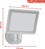 A diagram of a Telefunken LED outdoor light with motion sensor, showing its dimensions. Produktbild-Vorschau