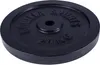 A black weight plate is shown from a diagonal angle against a white background. Produktbild-Vorschau