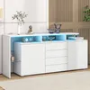 okwish Sideboard mit 4 Glasböden und 2 Tür und LED-Leuchten Produktbild-Vorschau 4
