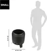 A silhouette of a person standing next to a fire pit with dimensions indicated. Anteprima dell’immagine prodotto