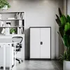 An office environment with a filing cabinet, bookshelf, and desk. Produktbild-Vorschau