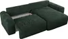 A dark green corduroy sectional sofa with one section pulled out, revealing storage underneath. Produktbild-Vorschau