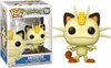 A Funko Pop! vinyl figure of the Pokémon character Meowth, shown both inside its packaging and outside. Podgląd zdjęcia produktu