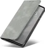 A gray flip cover phone case shown at an angle. Produktbild-Vorschau