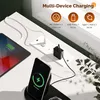 A close-up view of a charging station with multiple devices plugged in, placed on a white surface near a window. Náhled obrázku produktu