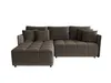 A brown L-shaped sofa with multiple cushions, presented on a white background. Náhled obrázku produktu