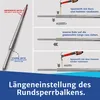 An instructional diagram showing how to adjust the length of a telescopic pole. Produktbild-Vorschau