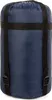 A navy blue sleeping bag is shown compressed and secured with black straps. Produktbild-Vorschau