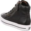 A black leather high-top sneaker with a white sole, shown from a side-diagonal angle. Voir les images du produit