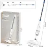 A collage of images showing a vacuum cleaner, its packaging, and dimensional diagrams. Produktbild-Vorschau