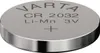 A close-up studio shot of a Varta CR 2032 lithium coin cell battery. Produktbild-Vorschau