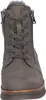 A close-up, front-facing view of a gray lace-up boot with a fur lining. Produktbild-Vorschau