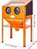 An orange sandblasting cabinet with a stand, shown from the front. Anteprima dell’immagine prodotto