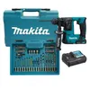 A Makita cordless rotary hammer drill kit with a case, drill bits, and a charger. Produktbild-Vorschau