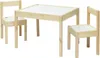 A wooden table and two chairs for children, set against a white background. Náhled obrázku produktu