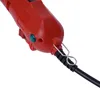A close-up view of the rear end of a red electric bottle capping machine, showing the power cord and a metal clip. Podgląd zdjęcia produktu
