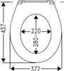 A diagram showing the dimensions of a toilet seat. Anteprima dell’immagine prodotto