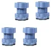 Four blue washing machine feet are arranged in a grid on a white background. Produktbild-Vorschau