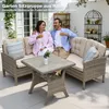 Gartenlounge-Set Dining Lounge mit Esstisch – Polyrattan Produktbild-Vorschau 3