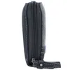 A side view of a gray and black wallet with a zipper and a small strap. Produktbild-Vorschau