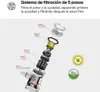 An exploded diagram showing the 5-step filtration system of a vacuum cleaner, with labels in Spanish. Náhled obrázku produktu