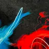 Abstract neon lights in blue and red against a dark background. Produktbild-Vorschau