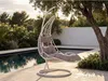 Hängesessel - Polyrattan - Weiß mit grauen Kissen - LUVA Produktbild-Vorschau 2
