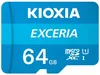 A close-up image of a Kioxia EXCERIA 64GB microSDXC memory card. Anteprima dell’immagine prodotto