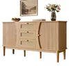 Dressoir, rieten schuifdeuren, verstelbare legplanken, Productafbeelding-voorbeeld 1