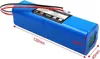 A blue lithium-ion battery pack with wires attached, with dimensions indicated by red lines and text. Produktbild-Vorschau