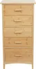 A tall, narrow chest of drawers made of bamboo, with five drawers, each with a horizontal wooden handle. The chest is shown against a plain white background. Produktbild-Vorschau