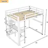 A diagram of a white loft bed with dimensions labeled. Produktbild-Vorschau