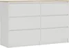 A white dresser with a light brown top. Produktbild-Vorschau