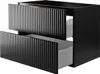 A black bathroom vanity with two drawers, one partially open, against a white background. Produktbild-Vorschau