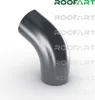 A 3D render of a dark gray gutter elbow on a white background. Produktbild-Vorschau