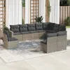 10-tlg. Garten-Sofagarnitur mit Kissen Grau Poly Rattan Produktbild-Vorschau 2