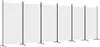 A long, white screen or partition is supported by multiple dark gray poles and stands. Voir les images du produit