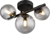A close-up studio shot of a black ceiling light with three smoked glass globes. Anteprima dell’immagine prodotto