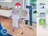A white drying rack with clothes on it, set up in a room with wooden floors and a window in the background. Produktbild-Vorschau