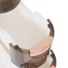 A close-up view of a multi-tiered storage unit with drawers, featuring translucent brown and white plastic components accented with copper-colored trim. Náhled obrázku produktu