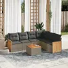 7-tlg. Garten-Sofagarnitur mit Kissen Grau Poly Rattan Produktbild-Vorschau 2