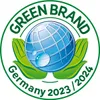 A circular logo with a globe held by hands, and text indicating "GREEN BRAND Germany 2023 / 2024". Produktbild-Vorschau
