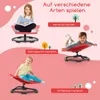 A collage of three children interacting with red sensory swivel chairs, demonstrating different ways to play and exercise. Produktbild-Vorschau