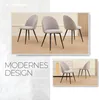 A collage of images showcasing modern dining chairs in a light gray fabric. Náhľad obrázku produktu