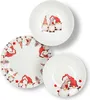 Three white ceramic plates with a Christmas gnome theme, arranged in a layered composition against a white background. Anteprima dell’immagine prodotto