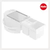 A product shot of a white kitchen waste bin system with a gray lid. Produktbild-Vorschau