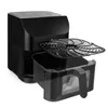 A black air fryer with its basket and grill tray detached, presented on a white background. Anteprima dell’immagine prodotto
