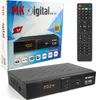 A product shot of a satellite receiver and its packaging, along with a remote control. Produktbild-Vorschau