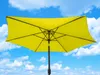 A yellow rectangular umbrella is shown against a blue sky with white clouds. Produktbild-Vorschau